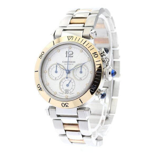 CARTIER Pasha 38mm W31036T6 2 tone chronograph Automatic Men's Watch - Picture 1 of 12